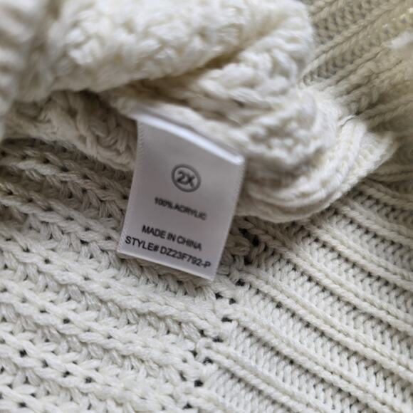 NWT Fashion Nova Kelly Sweater Mini Dress Cream Size 2X Cable Knit - Picture 4 of 8